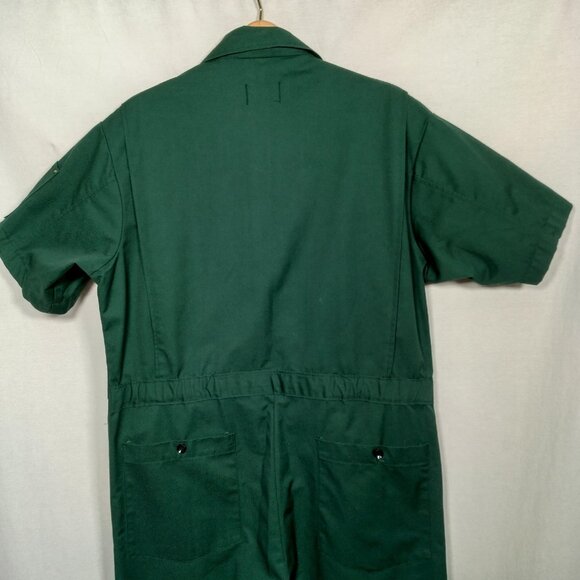 Riverside Coveralls Jumpsuit Medium/Large Regular Green Canvas Short Sleeve Vtg - Picture 11 of 16